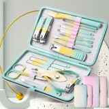 Conjunto profissional de manicure e pedicure, cortadores de unhas, ferramentas de aço de alta qualidade, cores gradiente, novo, 7-18pcs