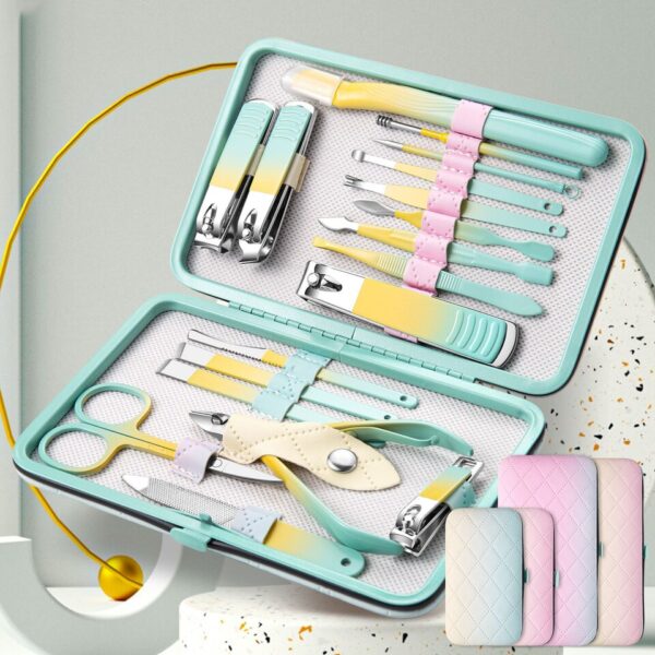 Conjunto profissional de manicure e pedicure, cortadores de unhas, ferramentas de aço de alta qualidade, cores gradiente, novo, 7-18pcs