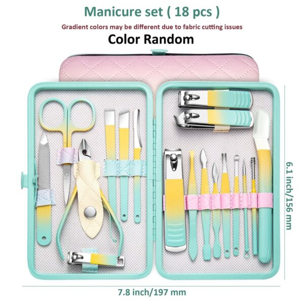 Conjunto profissional de manicure e pedicure, cortadores de unhas, ferramentas de aço de alta qualidade, cores gradiente, novo, 7-18pcs - Image 9