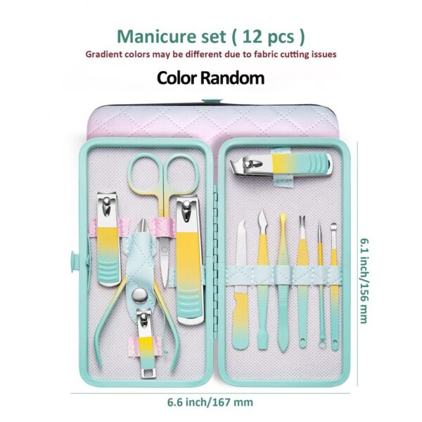 Conjunto profissional de manicure e pedicure, cortadores de unhas, ferramentas de aço de alta qualidade, cores gradiente, novo, 7-18pcs - Image 7