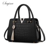 Bolsa de Ombro de Couro para Mulheres, Crocodile Handbag, V Letters Designer, Grande Capacidade, Alta Qualidade, Senhoras