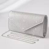 Bolsa de noite com envelope glitter feminino, bolsas de ombro femininas, bolsa longa prateada brilhante, garras femininas para festa de casamento, - Image 10