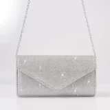 Bolsa de noite com envelope glitter feminino, bolsas de ombro femininas, bolsa longa prateada brilhante, garras femininas para festa de casamento, - Image 6