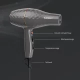 Kemei-secador de cabelo profissional, salão de beleza, alta potência, quente, frio, vento, 2 velocidades, secador de sopro, secagem rápida, uso doméstico, 220V, 2000W - Image 2